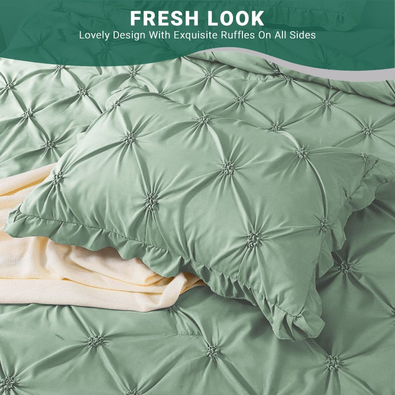 جولي فوغ Jollyvogue Queen المعزي مجموعة 7 قطع سرير أخضر في حقيبة المعزي مجموعة لمادة الفراش غرفة نوم مع مجموعات معزي - Image 5