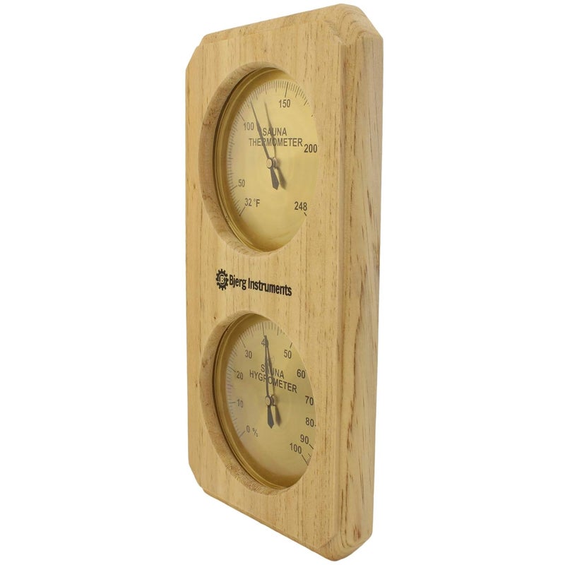Bjerg Instruments Sauna Thermometer and Hygrometer - 2-in-1 Indoor Analog Temperature & Humidity Gauge with Pine Wood Frame, for Sauna Rooms - 3.5" Dial Wall-Mounted Meter (0–100% RH, Up to 248°F) - Image 3