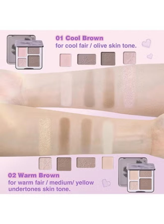 ماك أندي باليت تظليل كونتور هايلايتر للوجه ، نحت طويل الأمد بودرة مضغوطة لامعة ناعمة مكياج لبشرة دافئة ذات لون فاتح مع مرآة # 02 - Image 3