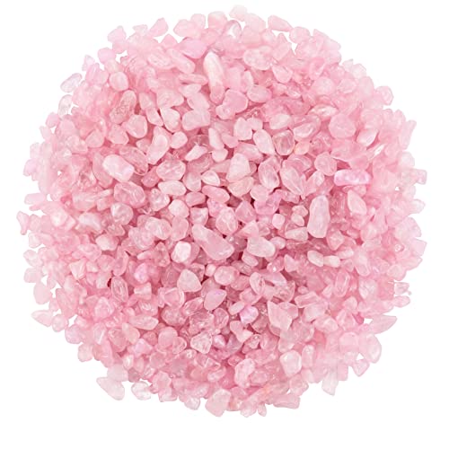 Twdrer 2lb/950g Small Natural Clear Rose Pink Tumbled Chips Crushed Stone Irregular Shaped Quartz Rock Healing Reiki Crystal Gemstone for Jewelry Making Garden Aquarium Vase Plant Decoration(Pink) - Image 1