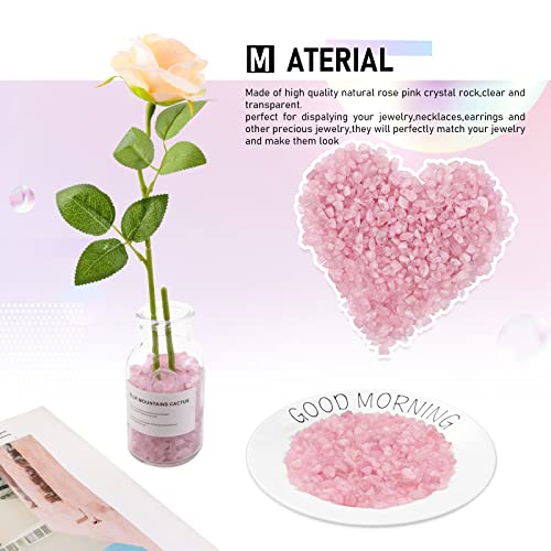 Twdrer 2lb/950g Small Natural Clear Rose Pink Tumbled Chips Crushed Stone Irregular Shaped Quartz Rock Healing Reiki Crystal Gemstone for Jewelry Making Garden Aquarium Vase Plant Decoration(Pink) - Image 5