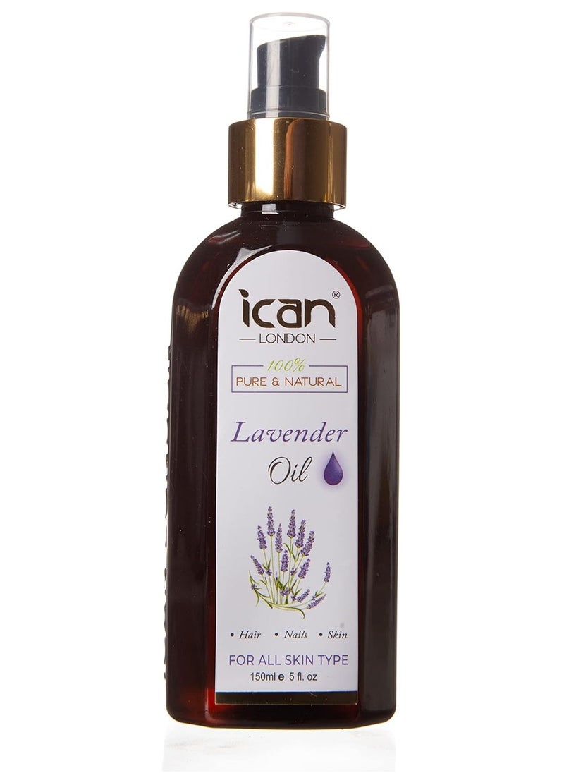 iCan London ICAN LONDON Pure & Natural Lavender Oil for Hair, Skin, and Nails 150ml  - Image 1