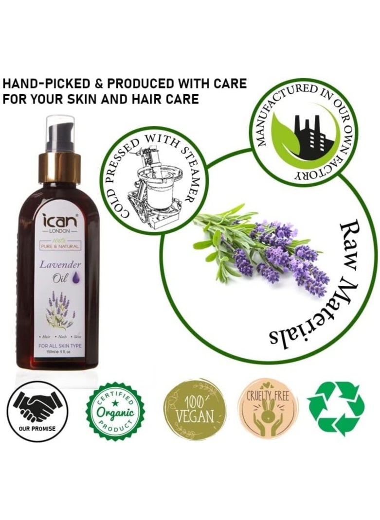 iCan London ICAN LONDON Pure & Natural Lavender Oil for Hair, Skin, and Nails 150ml  - Image 4