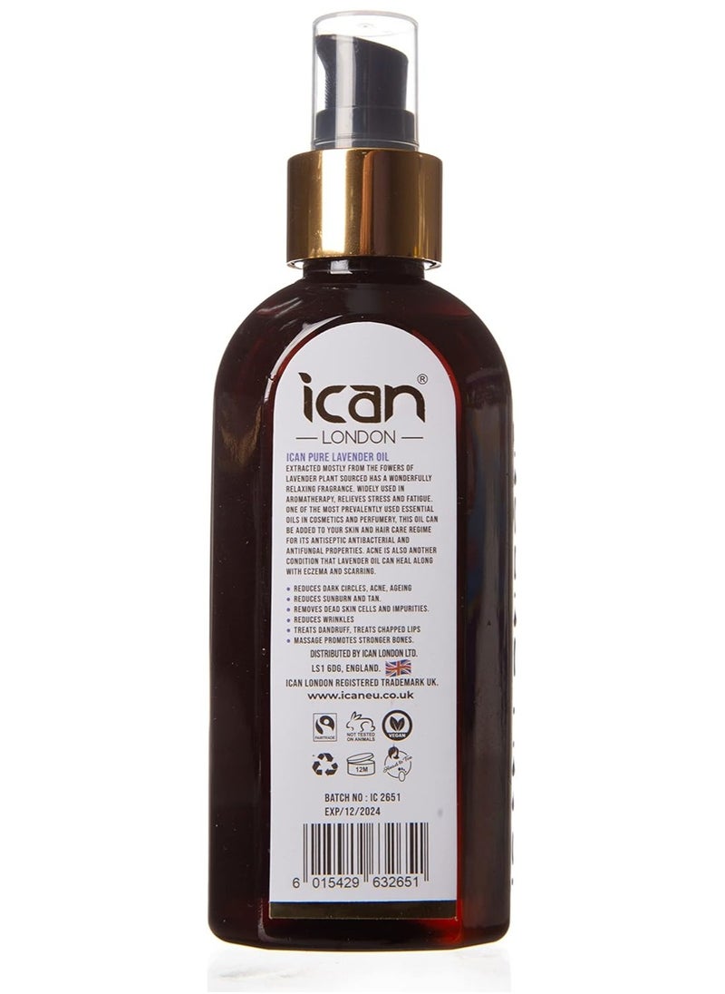 iCan London ICAN LONDON Pure & Natural Lavender Oil for Hair, Skin, and Nails 150ml  - Image 2