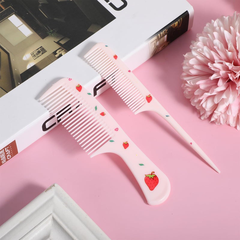 LLOUSSAK Baby Comb Set  Small Cute Fine Tooth Toddler Comb & Rat Tail Baby Comb For Styling  Pink Baby Hair Comb Plastic Parting Combs  Anti-Static Mini Hairdressing Comb For Baby Girl Wet Dry Hair (2Pcs) - Image 5