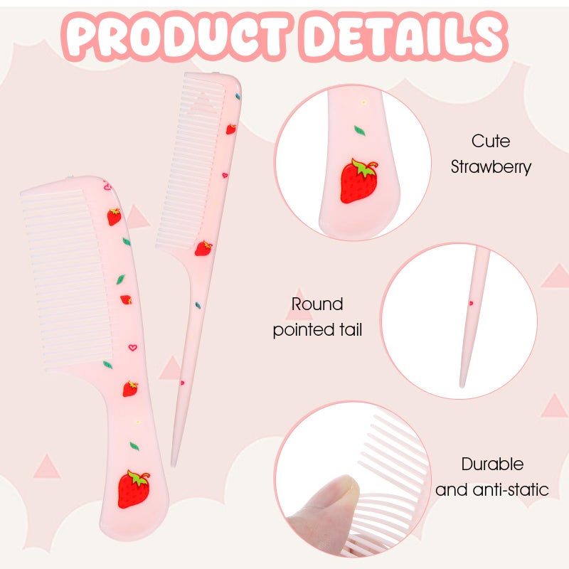 LLOUSSAK Baby Comb Set  Small Cute Fine Tooth Toddler Comb & Rat Tail Baby Comb For Styling  Pink Baby Hair Comb Plastic Parting Combs  Anti-Static Mini Hairdressing Comb For Baby Girl Wet Dry Hair (2Pcs) - Image 3