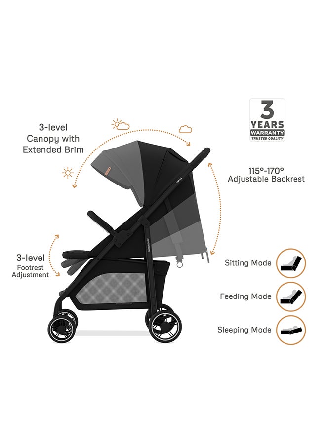 Neobreez VOMX1 Ultra Lightweight Stroller, Compact&Quick Fold Baby Stroller, Travel Stroller, Pushchair, Toddler Baby Trolley, Waterproof UPF 50+Canopy,0-4yrs,22kg,3yrs Warranty - Image 4