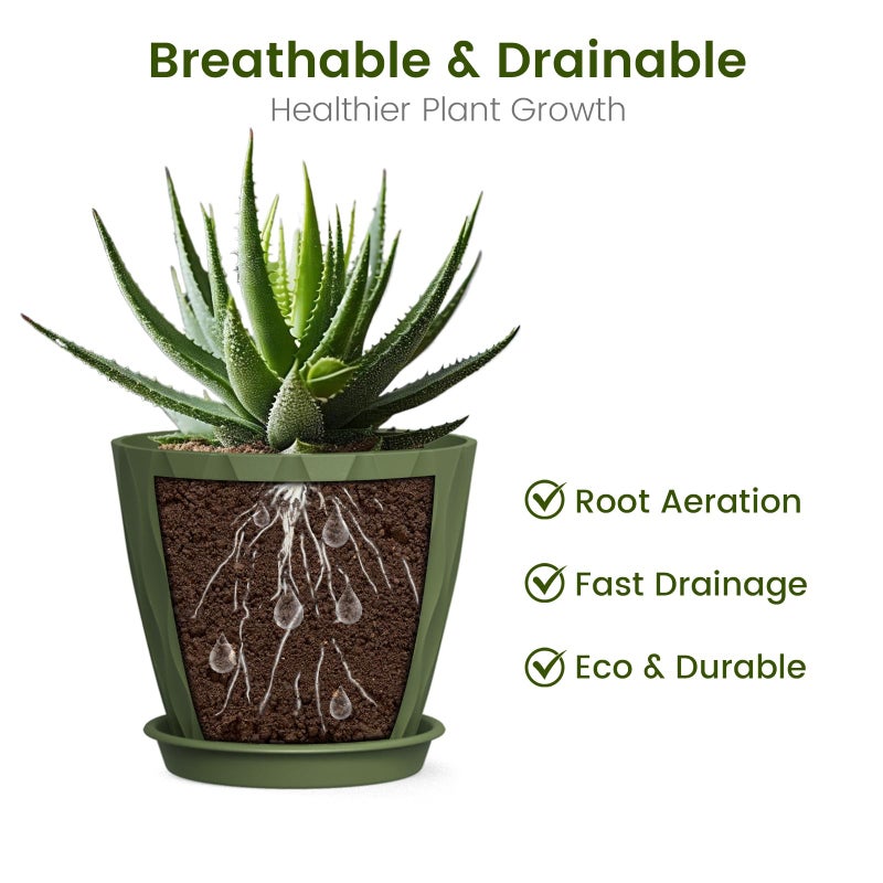 UOUZ 4 Inch Small Pots for Plants, 6 Pack Waffle Texture Small Plant Pots for Succulents, Plastic Planter with Drainage Holes and Saucers for Indoor Outdoor Plants, Flowers, Herbs, Seedlings, Colorful - Image 4