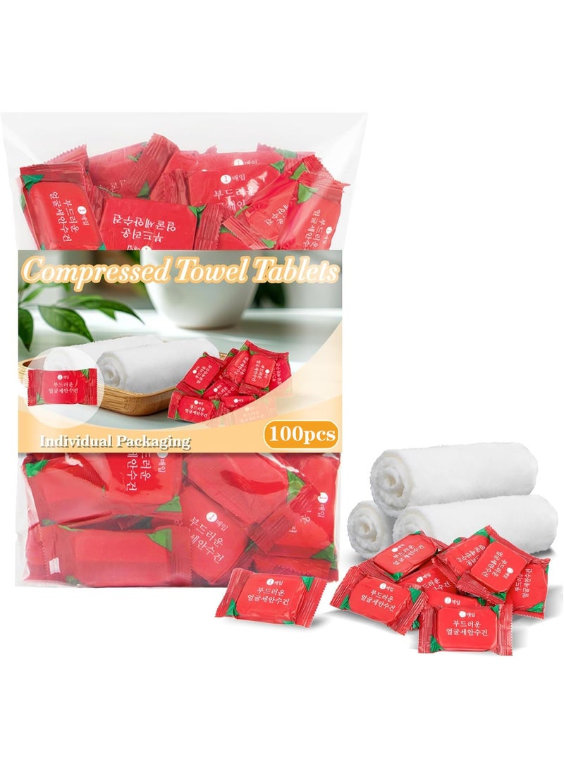 Sunspire Compressed Towel 100 Pieces Mini Sheet Disposable Portable Face Towel Cotton Coin Paper Towel Eco-friendly Travel, Camping, Hiking, Sports, Beauty, Household Hand Towel, Outdoor Activities - Image 1