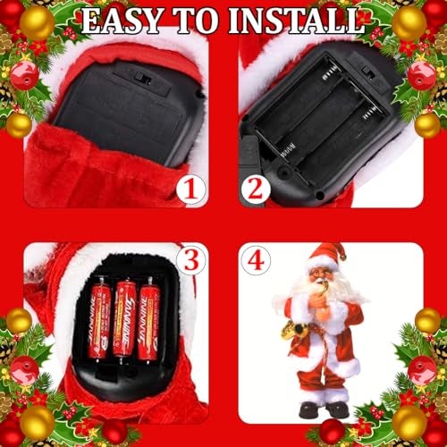 fizzytech Animated Santa Claus with Saxophone | Musical Christmas Decoration with LED Lights | Battery Operated Santa Figurine for Home, Office & Holiday Party Decor - Image 4