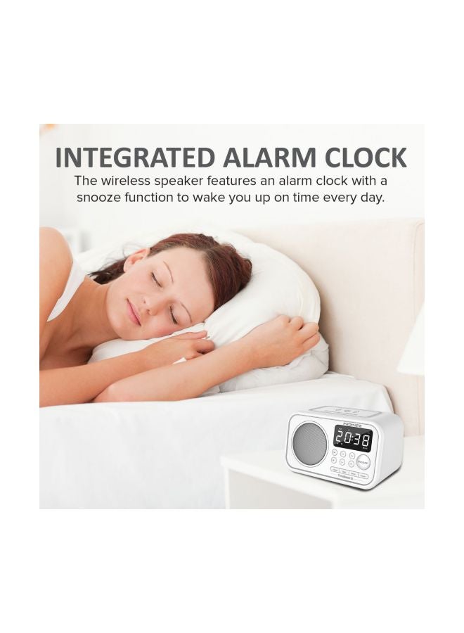 PROMATE Qi Wireless Chargeable Bluetooth Speaker LED Time Display Alarm Clock White - Image 3