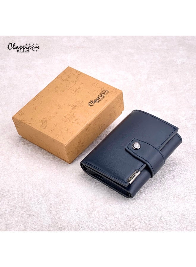 كلاسيك ميلانو محفظة كلاسيك ميلانو بحماية RFID للرجال والنساء - حامل بطاقات أوتوماتيكي بتصميم بوب أب - محفظة بطاقات آمنة ومدمجة للرجال - محفظة أنيقة للرجال والنساء  - Image 1