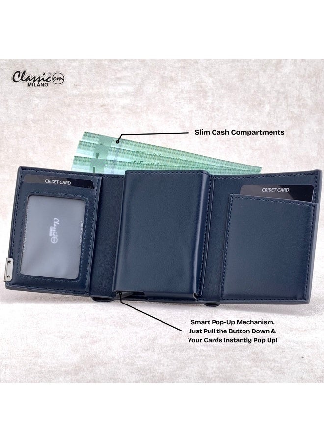 كلاسيك ميلانو محفظة كلاسيك ميلانو بحماية RFID للرجال والنساء - حامل بطاقات أوتوماتيكي بتصميم بوب أب - محفظة بطاقات آمنة ومدمجة للرجال - محفظة أنيقة للرجال والنساء  - Image 3
