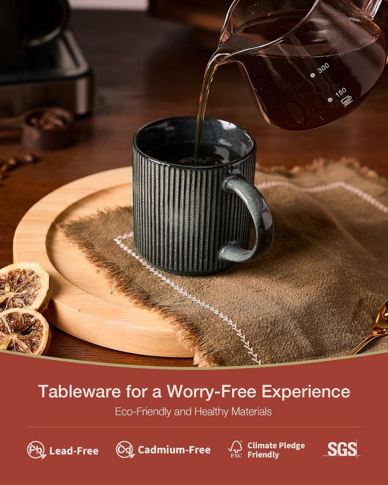 famiware Coffee Mug Set for 4 - 12 oz Ceramic Stoneware Mugs in Deep Forest - Image 2