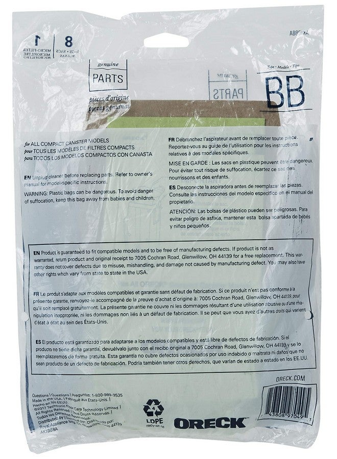 Oreck Vacuum Cleaner Bags for Buster B Canister Vacs, Pack of 8, Green, Type BB, Part # AK1BB8A, Oreck Vacuum Bags Refill - Image 5