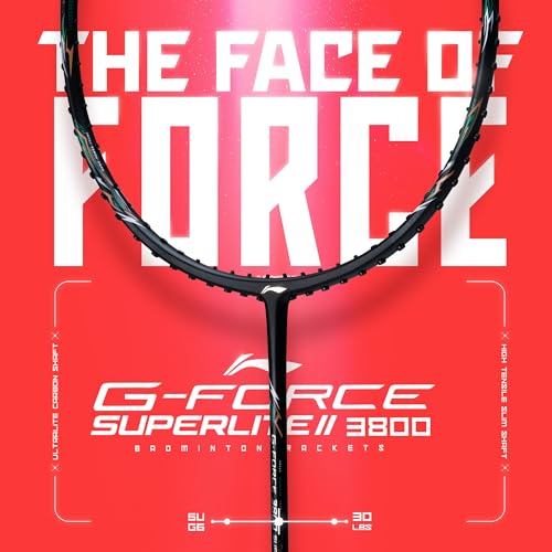 Li-Ning Li-Ning G-Force 3800 II Superlite Unstrung Badminton Racket with Full Cover | 5U | Maximum Tension ≤ 30 Lbs (Black) - Image 2
