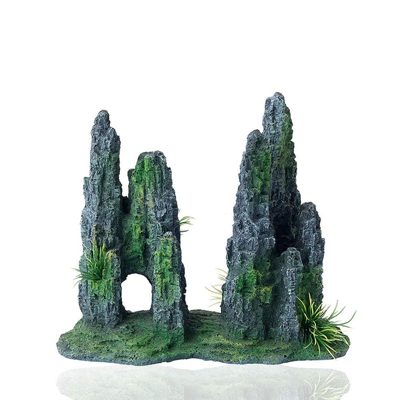FEDOUR Aquarium Mountain View Stone Ornament Tree Rock Cave Landscape, Large Aquarium Ornament Rock Artificial Fish Tank Decoration - Image 1