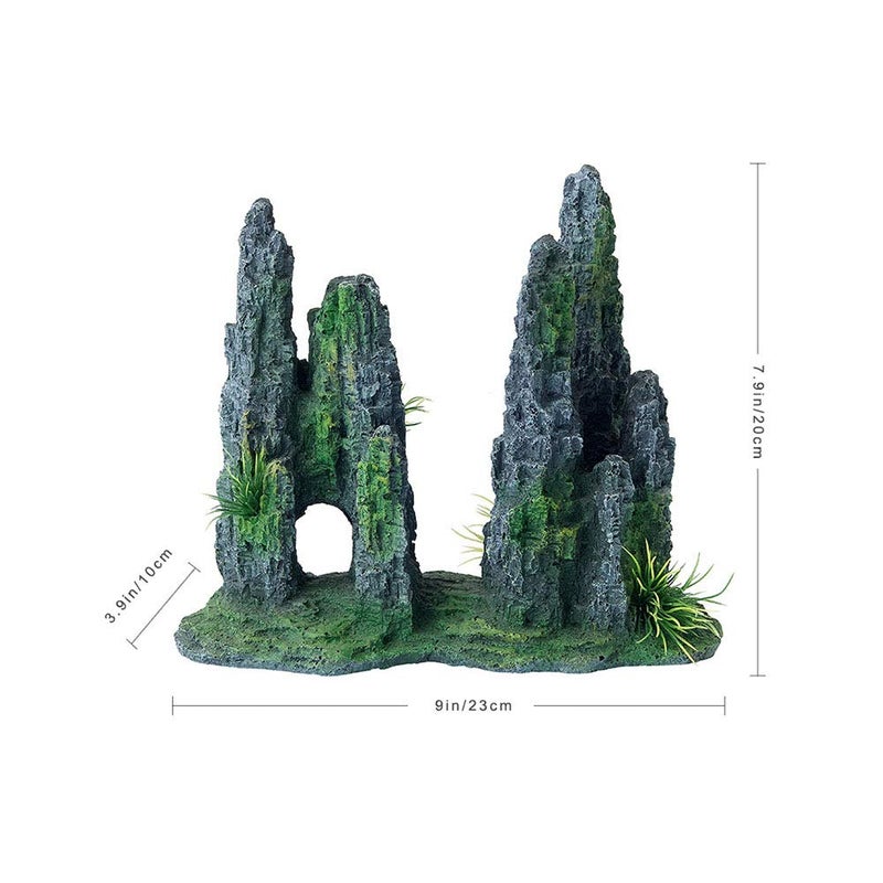 FEDOUR Aquarium Mountain View Stone Ornament Tree Rock Cave Landscape, Large Aquarium Ornament Rock Artificial Fish Tank Decoration - Image 3