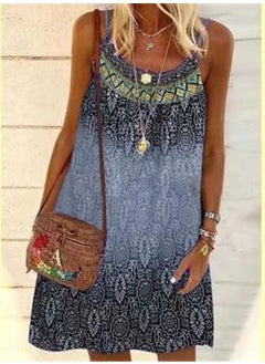 Generic 2022 Summer Best-selling Loose-fitting Chiffon Dress Printing European American Style Sleeveless Fashion Dress Green  - Image 3
