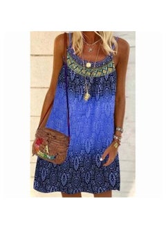 Generic 2022 Summer Best-selling Loose-fitting Chiffon Dress Printing European American Style Sleeveless Fashion Dress Green  - Image 2