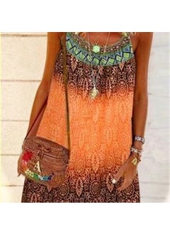 Generic 2022 Summer Best-selling Loose-fitting Chiffon Dress Printing European American Style Sleeveless Fashion Dress Green  - Image 4