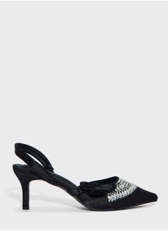 Satin Diamante  Pump