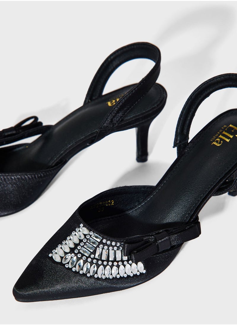 Ella Limited Edition - Satin Diamante  Pump - Image 1
