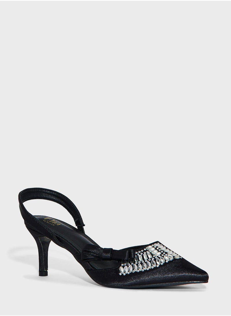 Ella Limited Edition - Satin Diamante  Pump - Image 1