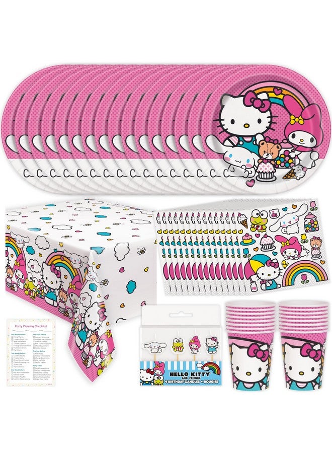 Unique Hello Kitty Birthday Decorations - Hello Kitty Party Decorations - Plates, Napkins, Tablecloth, Cups, Candles, Checklist - 16 Guests  - Image 1