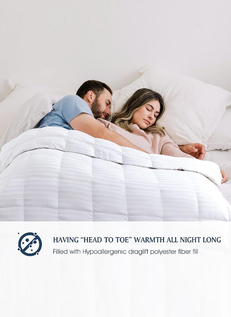 Blueberry King Stripe Duvet Insert High Quality Cotton White 240x260cm With 2 Pieces Pillow  - Image 4