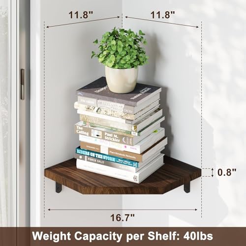 Craftsline Corner Shelf Wall Mount, Set of 3 Box Corner Shelves with Cord Hole, Rustic Wood Shelves for TV, Speaker, Cable Box, Game Console for Bedroom, Kitchen, Living Room Carbonized Black - Image 2