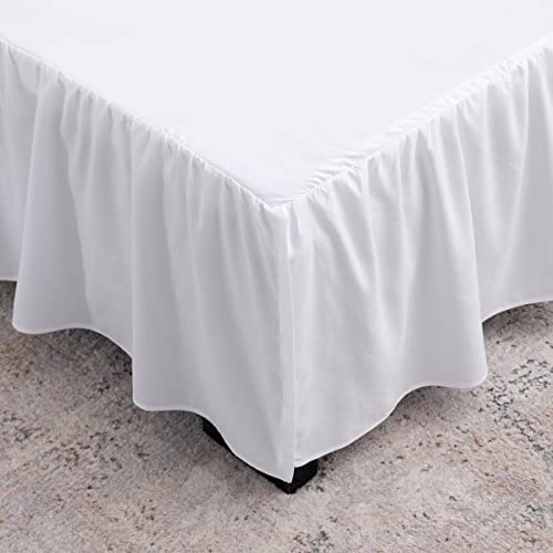 TSUTOMI White Bed Skirt Queen Size Ruffled Bed Skirt with Split Corners, Queen Bed Skirt 12 Inch Drop, TSUTOMI Queen Size Bed Skirt White for Ruffled Bed Skirt with Split Corners, Bed Skirt Queen Size - Image 2