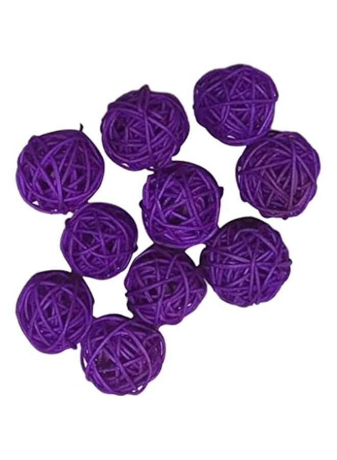 كرات زخرفية من جوز الهند GZYF 10 قطع كرات من القش مصنوعة من الروطان لتزيين الأوعية، لمناسبات الحفلات، زينة طاولات حفلات الزفاف، حفلات استحمام الأطفال، إكسسوارات، القطر: 30 مم، بنفسجي - Image 3