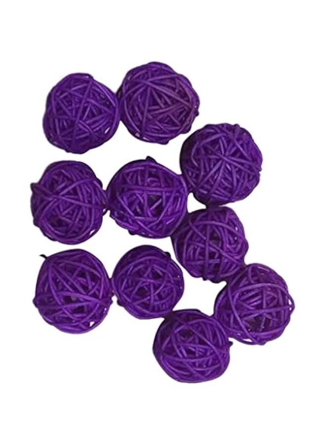 كرات زخرفية من جوز الهند GZYF 10 قطع كرات من القش مصنوعة من الروطان لتزيين الأوعية، لمناسبات الحفلات، زينة طاولات حفلات الزفاف، حفلات استحمام الأطفال، إكسسوارات، القطر: 30 مم، بنفسجي - Image 5