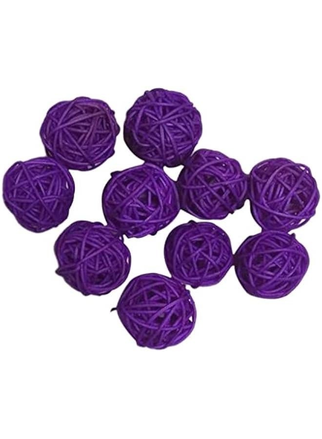 كرات زخرفية من جوز الهند GZYF 10 قطع كرات من القش مصنوعة من الروطان لتزيين الأوعية، لمناسبات الحفلات، زينة طاولات حفلات الزفاف، حفلات استحمام الأطفال، إكسسوارات، القطر: 30 مم، بنفسجي - Image 1