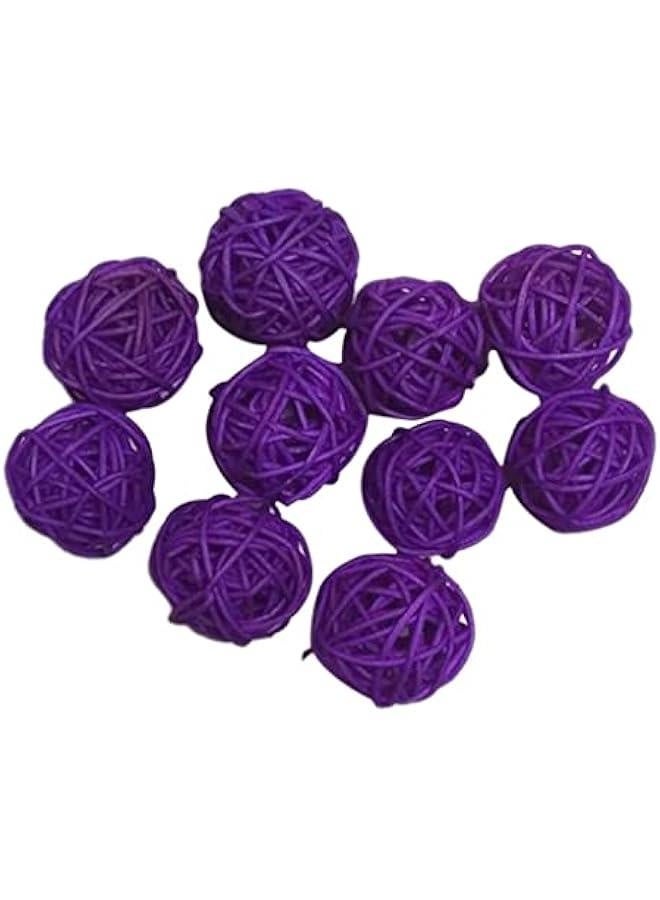 كرات زخرفية من جوز الهند GZYF 10 قطع كرات من القش مصنوعة من الروطان لتزيين الأوعية، لمناسبات الحفلات، زينة طاولات حفلات الزفاف، حفلات استحمام الأطفال، إكسسوارات، القطر: 30 مم، بنفسجي - Image 4