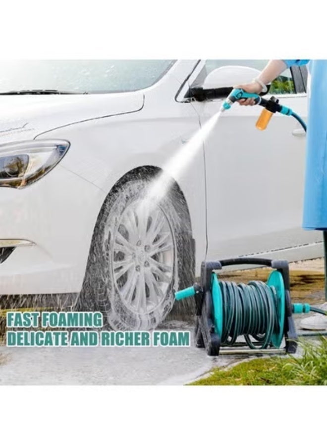 الحلم مجموعة بكرة خرطوم الحديقة بطول 30 مترًا، حامل خرطوم المياه، رؤوس الرش، بكرة خرطوم الحديقة. مجموعة بكرة خرطوم الحديقة، مسدسات المياه وحامل أنابيب المياه، خراطيم بطول 2 متر للحدائق المنزلية وغسيل السيارات (أزرق) - Image 4