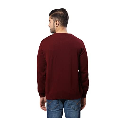 Raymond Men Acrylic Blend Round Neck Dark Maroon Sweater (Size: 44)-RMWX01294-M7,XL - Image 4