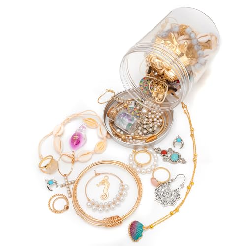 Raicegs 40PCS Ocean Sea Theme Mystery Jewelry Jar Surprise Jewelry Box for Women Jewelry Set Necklace Earrings Bracelet Charms Rings Hair Clips Unique Gift for Her Women - Image 1