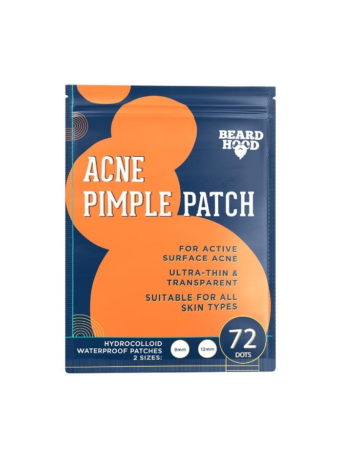 Beardhood Acne Pimple Patch | 72 Patches | Pimple Patches for Face Salicylic Acid, Hydrocolloid Waterproof Patch for Active Surface Acne, Absorbs Pimple Overnight, Reduces Excess Oil, For All Skins - Image 1