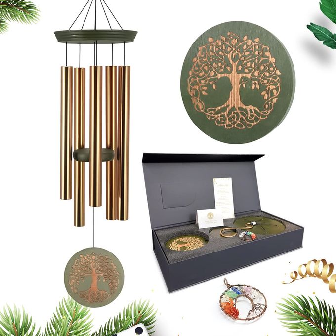 Gifts for Mom Grandma Outdoor Wind Chimes with Engraved Tree of Life Large Patio Hanging Decor for Garden Yard Christmas Anniversary Celebrations