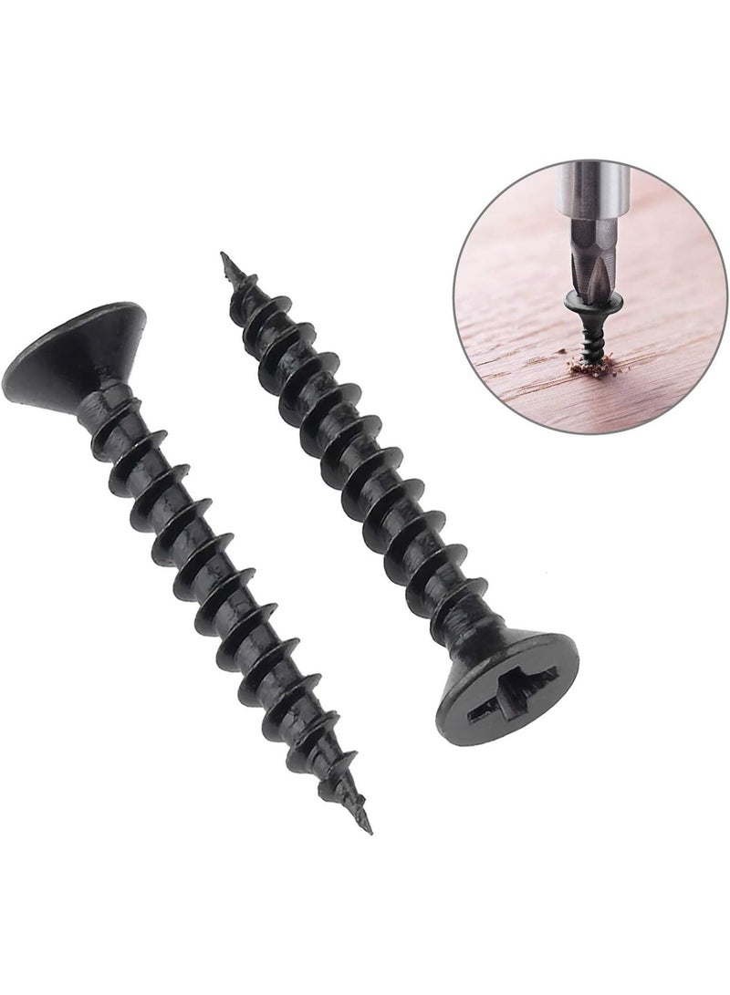 86PCS Black Carbon Steel Wood Screws Assortment Kit – Flat Head Coarse Thread Drywall and Wood Screws for Furniture Assembly, Carpentry and DIY Projects (Multiple Sizes) - Image 2