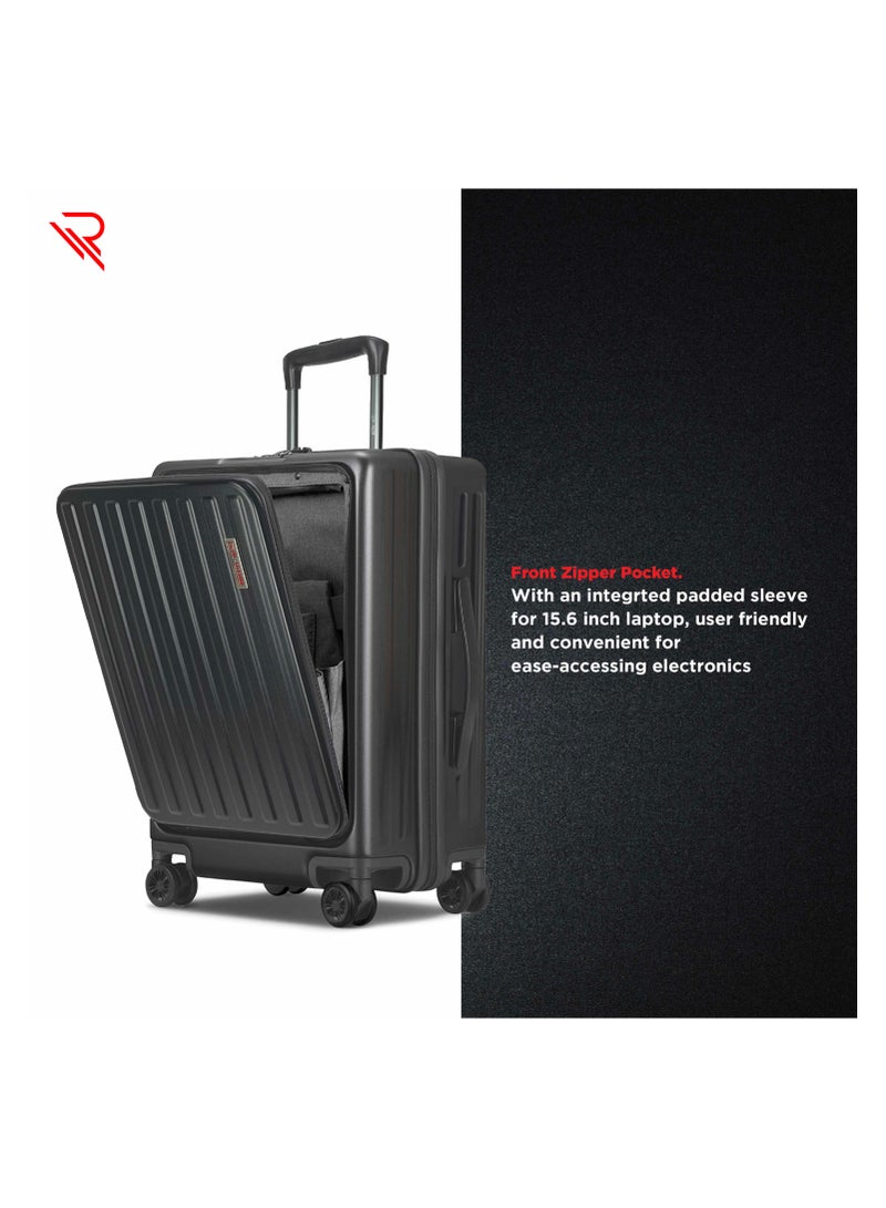 Reflection REFLECTION Business Travel 20"Carry On Luggage with Front Open Laptop Compartment|Hardside Suitcase|4 Spinner Wheels|Premium Quality|Professional look(Grey) - Image 4