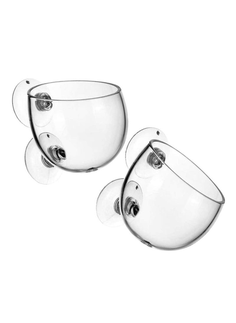Y&D Plant Pot Aquarium Decor, Aquatic Cup with 2 Suction Cup, Crystal Glass for Fish Tank, 2pcs - Image 1