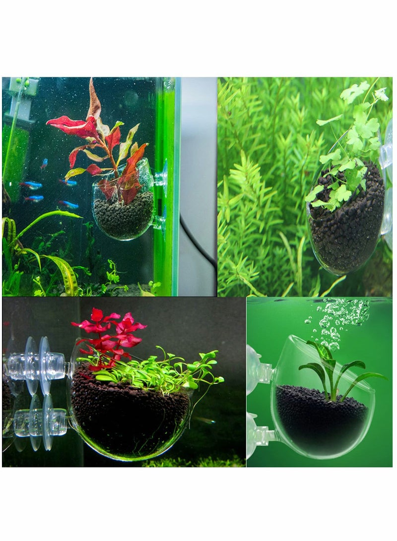 Y&D Plant Pot Aquarium Decor, Aquatic Cup with 2 Suction Cup, Crystal Glass for Fish Tank, 2pcs - Image 3