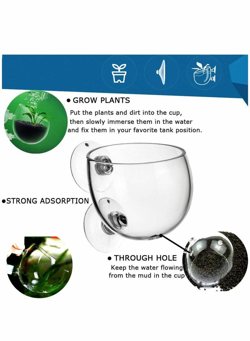 Y&D Plant Pot Aquarium Decor, Aquatic Cup with 2 Suction Cup, Crystal Glass for Fish Tank, 2pcs - Image 5