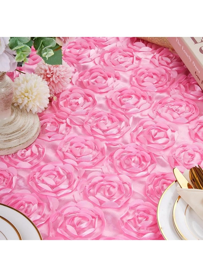 QueenDream Baby Shower Tablecloth 90x132 Inches Pink Tablecloth Rectangle Rosette Satin Tablecloth for Wedding Party Cake Table Decor - Image 5