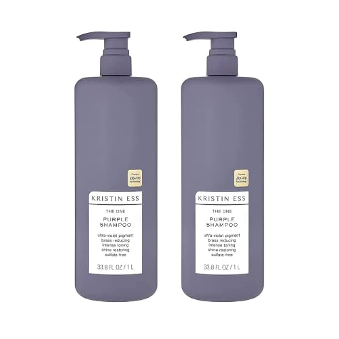 Kristin Ess Hair The One Purple Shampoo - Toning for Blonde Hair, Neutralizes Brass + Yellow Tones, Sulfate Free, 33.8 fl oz (Pack of 2) - Image 1