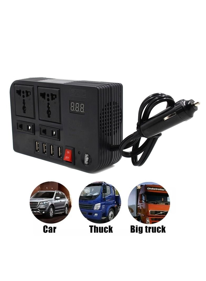 XiuWoo 300W Car Inverter Inversor DC 12V To AC 220V Car Lighter Power Adapter Converter Splitter 4 USB Charger Fast Charging - Image 5
