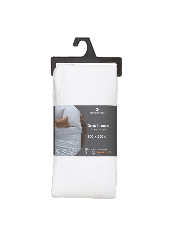 اتموسفيرا ملاءة سرير قطنية كارينة مقاس  ×  سم أبيض - Image 1